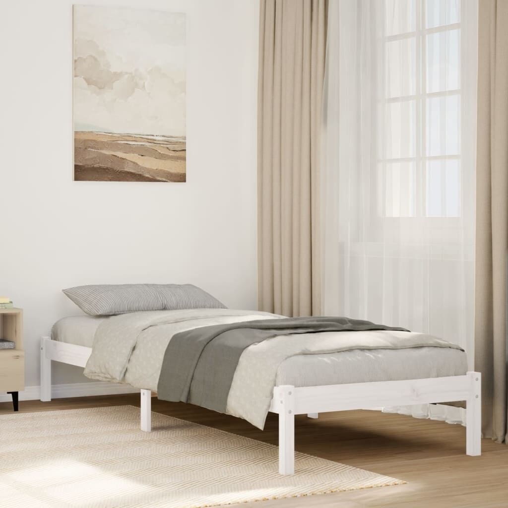 Extra Lang Grenenhouten Bedframe Wit 90x220 cm - 34% Korting
