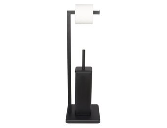 Vrijstaande WC Rolhouder + Borstel Zwart Mat Staal - 56% Korting!