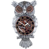 Steampunk Uil Wandklok - Handgeschilderd Hars met 29% Korting