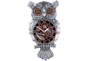 Wandklok Uil Steampunk | Handgeschilderd | 38 cm | 53% Korting