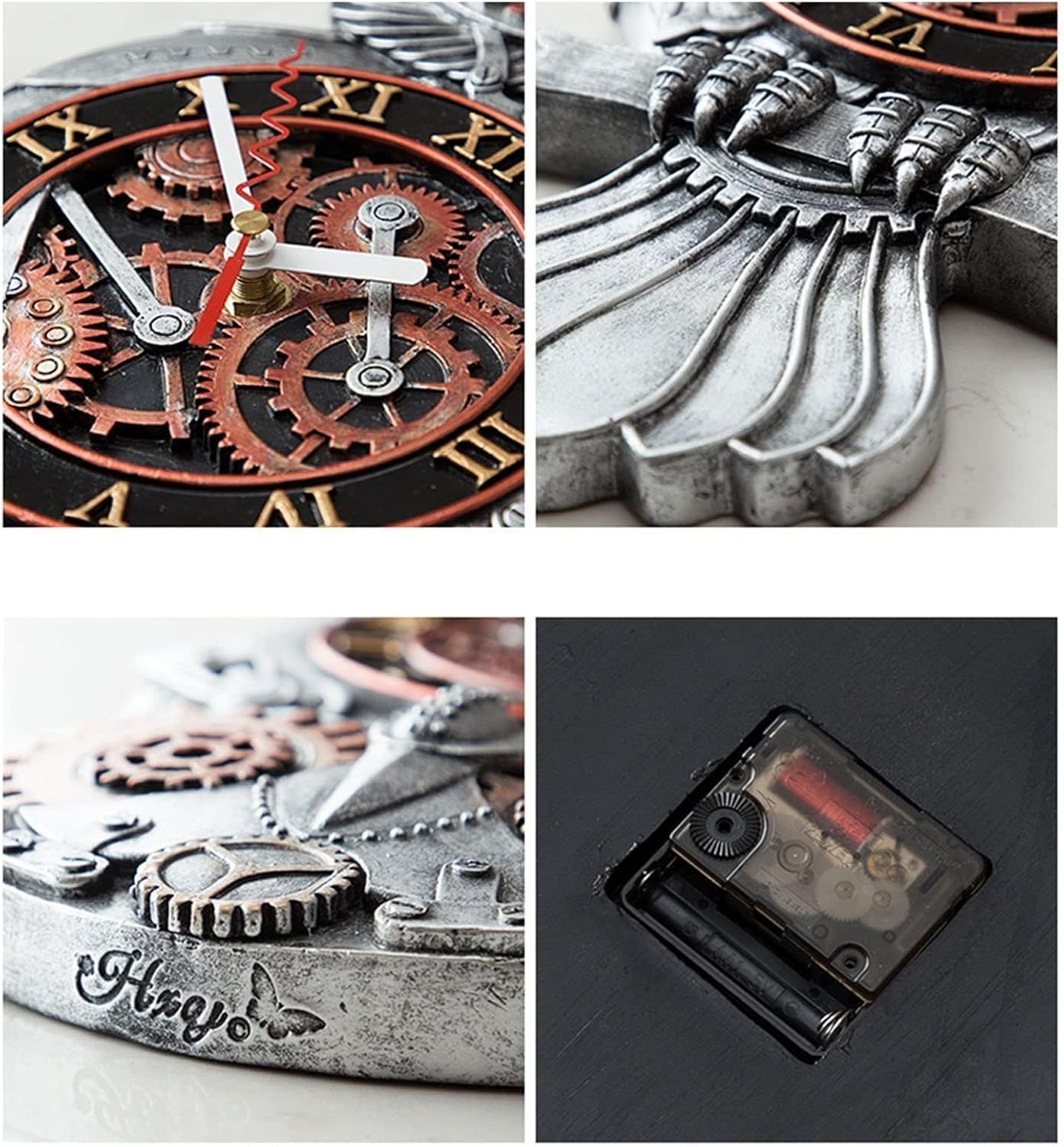 Steampunk Uil Wandklok - Handgeschilderd Hars met 29% Korting