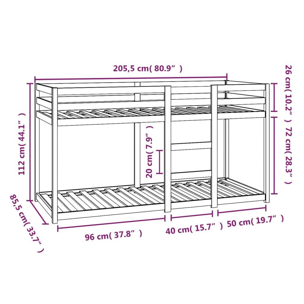 vidaXL Stapelbed Massief Grenenhout Wit 80x200 cm - 35% Korting