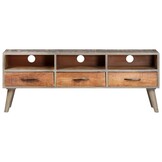 TV-meubel Massief Mangohout Grijs 130x35x51 cm - 41% Korting!