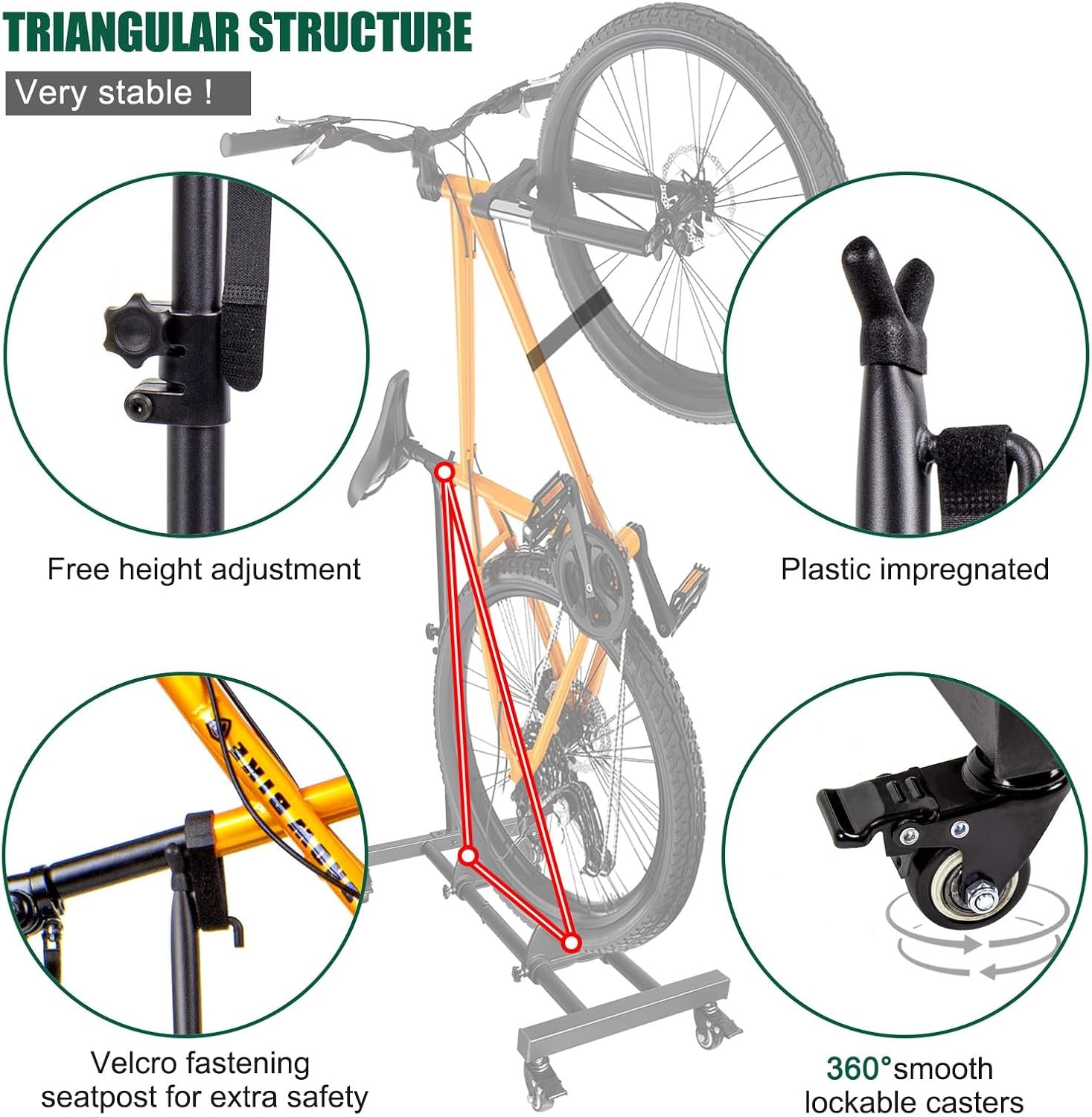 Verticale Fietsstandaard | Verstelbaar | Met Vergrendelbare Wielen | 34% Korting