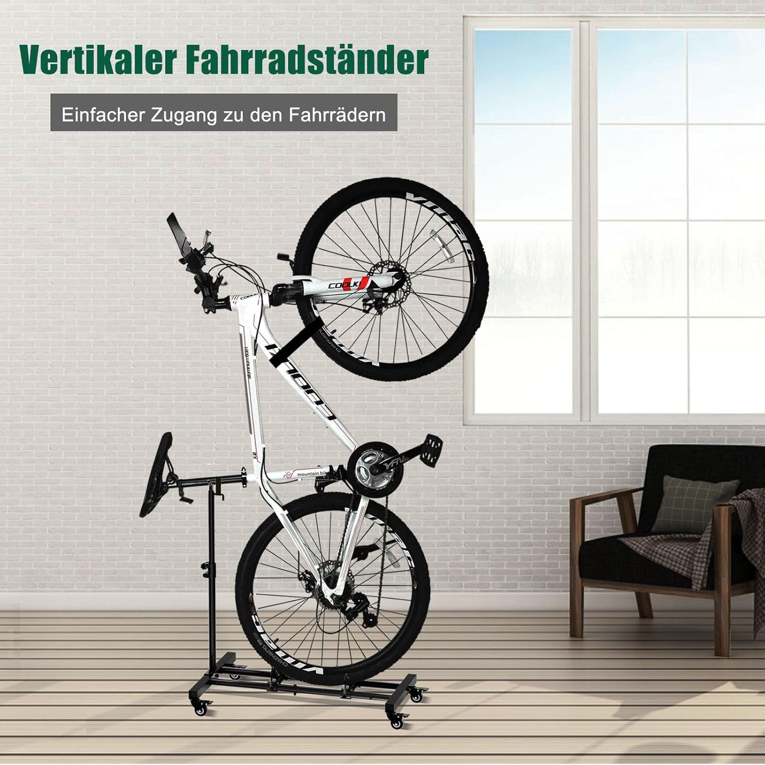 Verticale Fietsstandaard | Verstelbaar | Met Vergrendelbare Wielen | 34% Korting