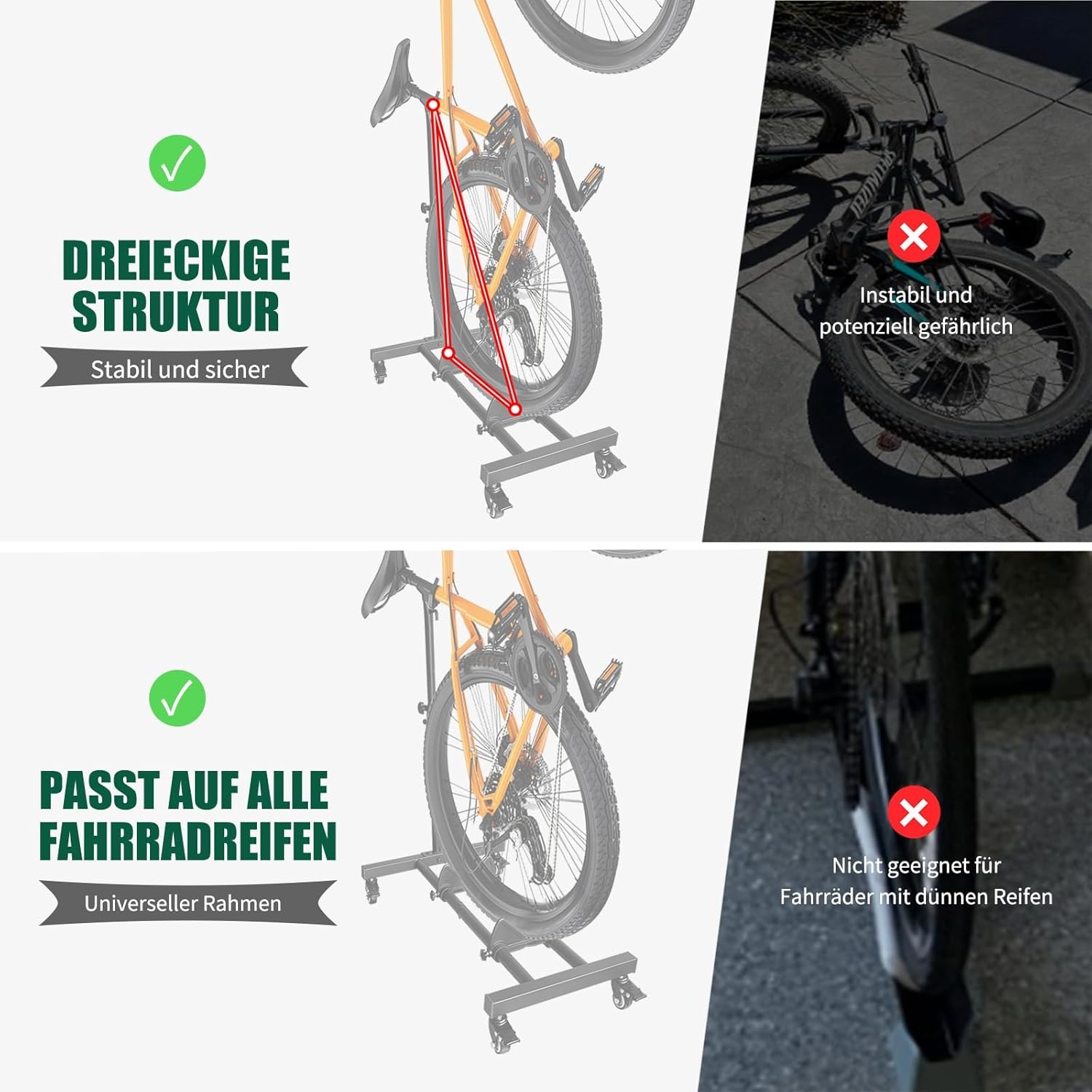 Verticale Fietsstandaard | Verstelbaar | Met Vergrendelbare Wielen | 34% Korting