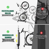 Verticale Fietsstandaard | Verstelbaar | Met Vergrendelbare Wielen | 34% Korting