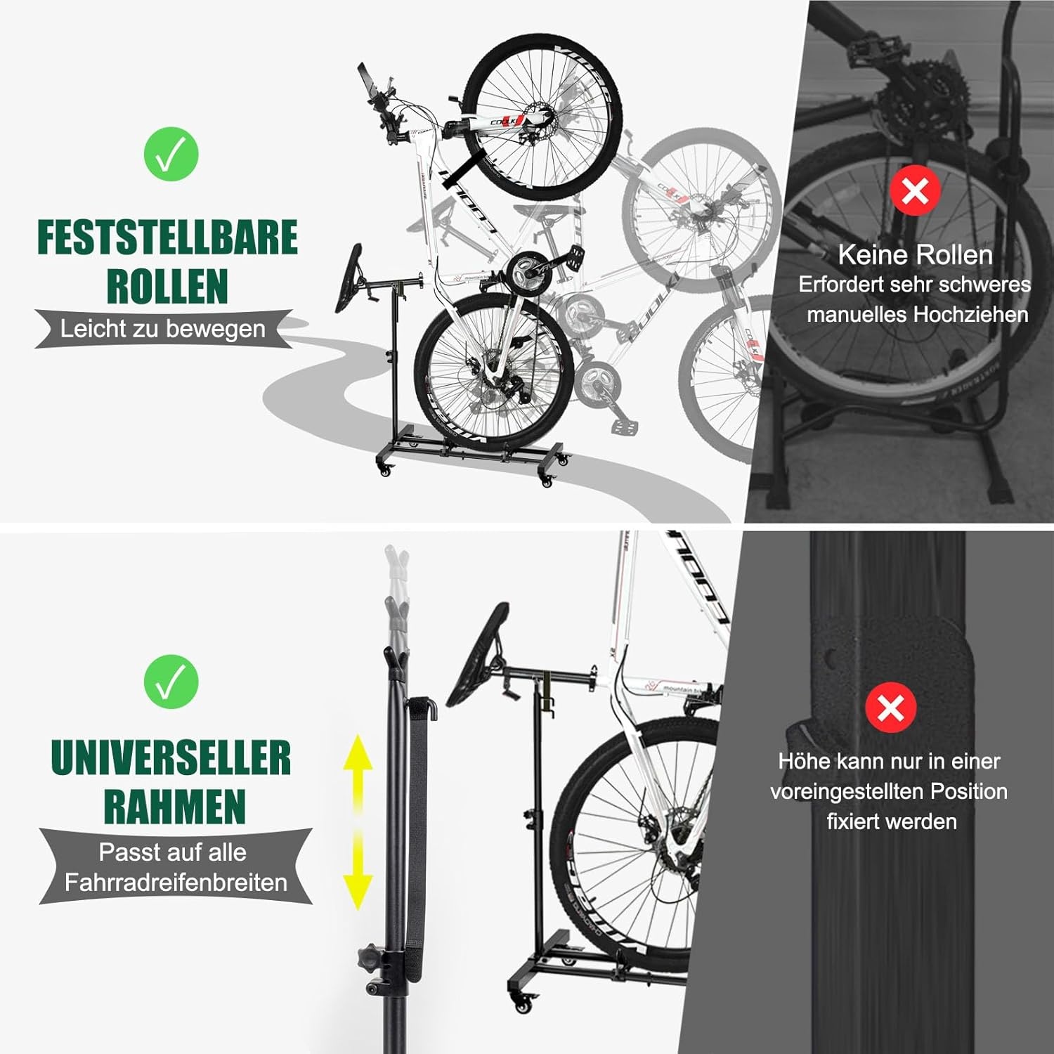 Verticale Fietsstandaard | Verstelbaar | Met Vergrendelbare Wielen | 34% Korting
