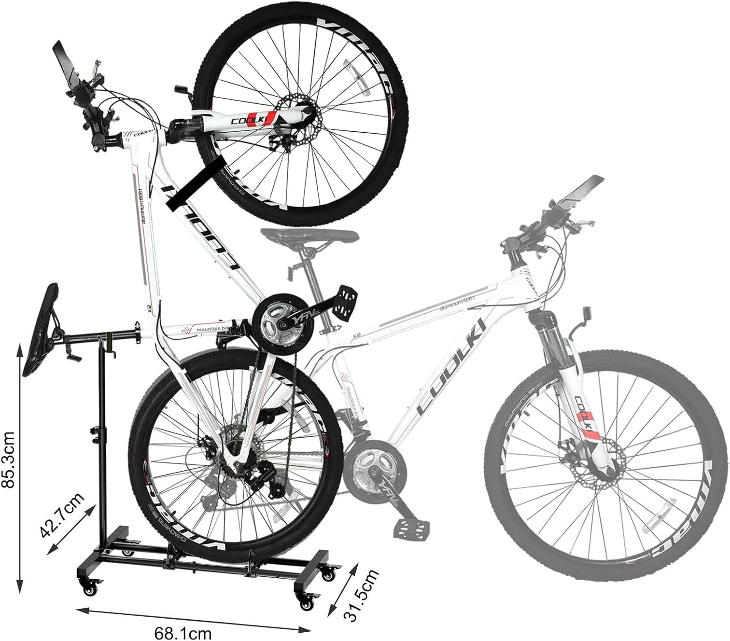 Verticale Fietsstandaard | Verstelbaar | Met Vergrendelbare Wielen | 34% Korting