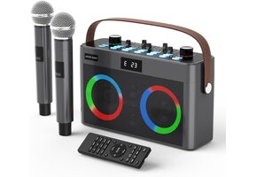 Draagbare Karaoke Luidspreker met 2 Microfoons & LED: 48% Korting!
