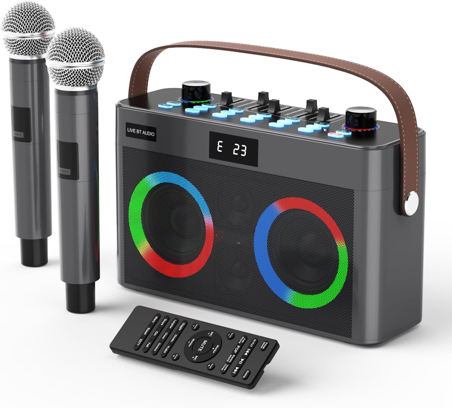 Draagbare Karaoke Luidspreker met 2 Microfoons - 30% Korting