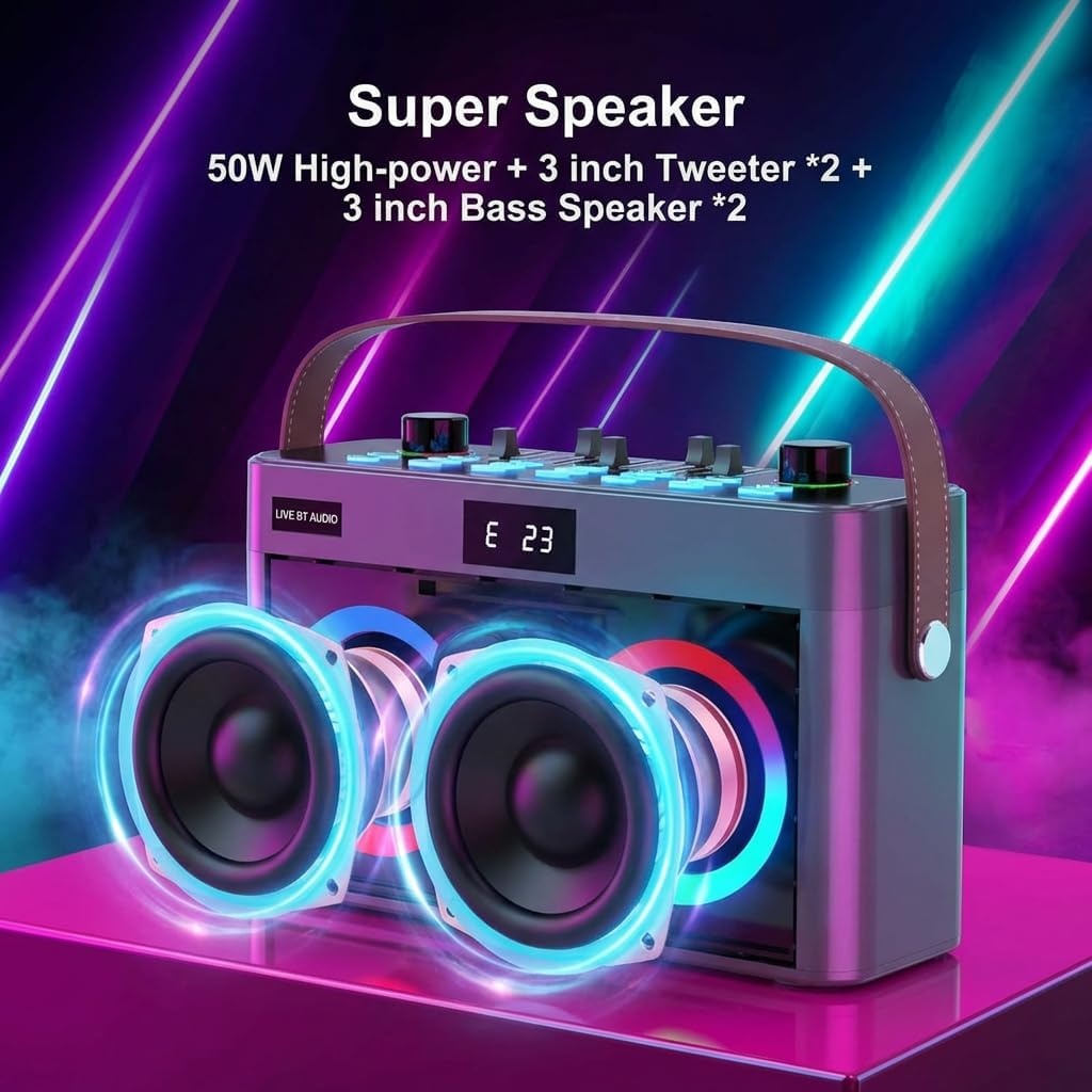 Draagbare Karaoke Luidspreker met 2 Microfoons - 30% Korting