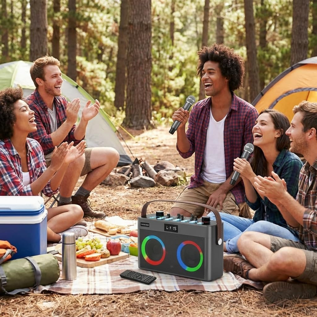 Draagbare Karaoke Luidspreker met 2 Microfoons - 30% Korting