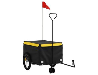 VidaXL Fietstrailer 45 kg - IJzer Zwart/Geel - 34% Korting