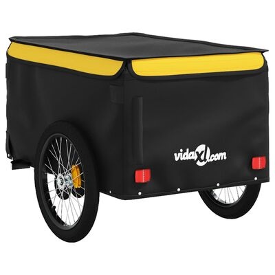 VidaXL Fietstrailer 45 kg - IJzer Zwart/Geel - 34% Korting