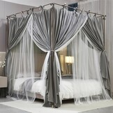 Grijze Bedhemel Muggennet - Dubbellaags Kant & Stof 1.35x2x2.1m - 34% Korting