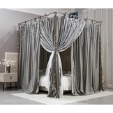 Grijze Bedhemel Muggennet - Dubbellaags Kant & Stof 1.35x2x2.1m - 34% Korting