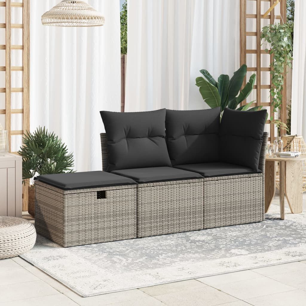 vidaXL Tuinkruk met Kussen - 55x55x37 cm - Poly Rotan Grijs - 34% Korting