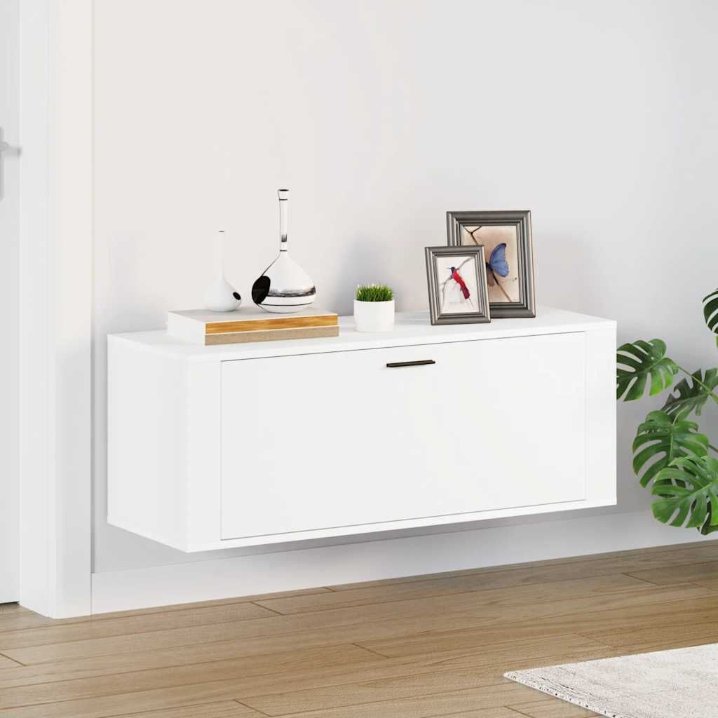 Wandschoenenkast 100x35x38 cm Bewerkt Hout Wit - 46% Korting