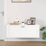 Wandschoenenkast 100x35x38 cm Bewerkt Hout Wit - 46% Korting
