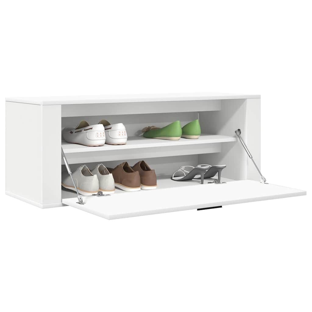 Wandschoenenkast 100x35x38 cm Bewerkt Hout Wit - 46% Korting