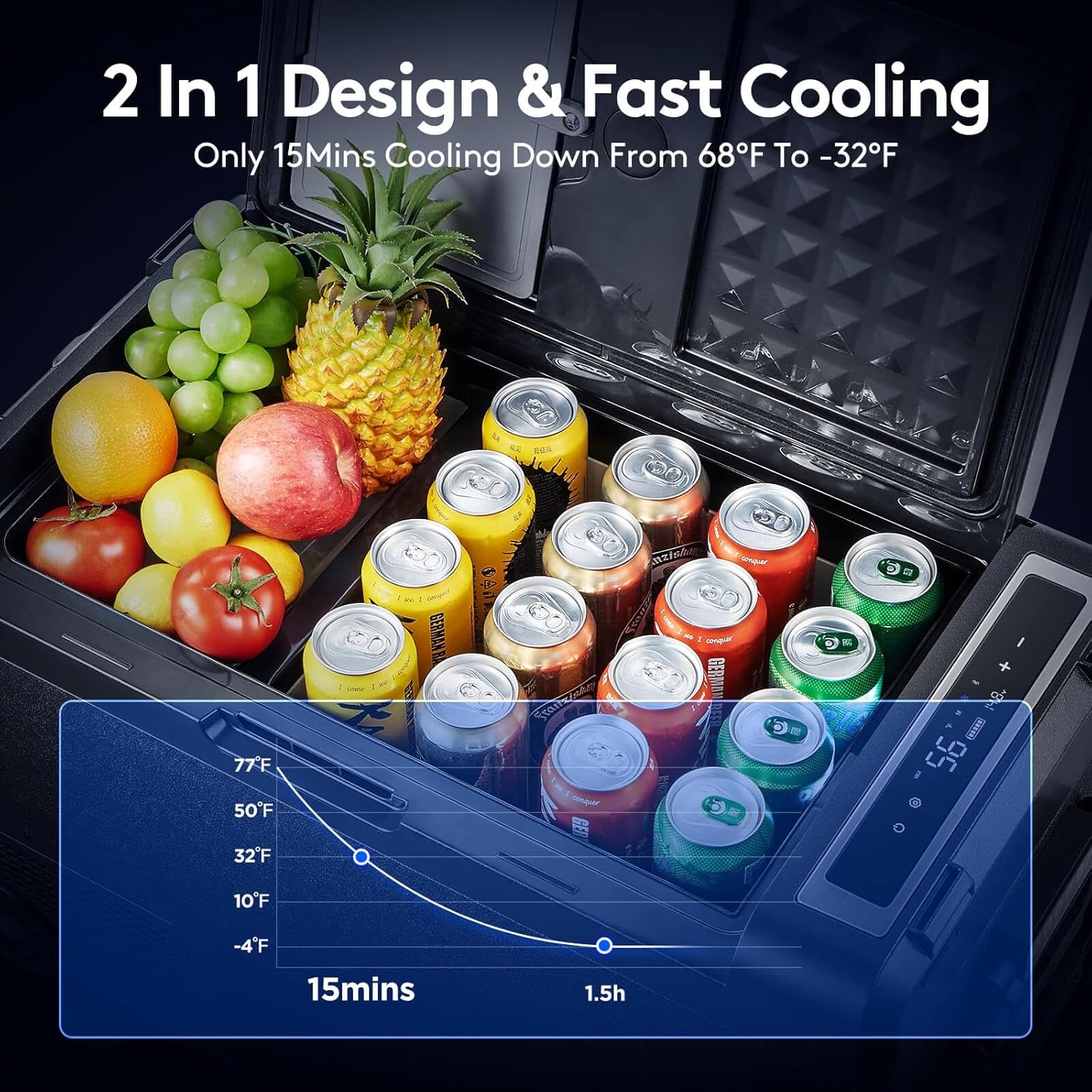 48L Camping Koelbox met Vriezer: -20°C tot 20°C, APP Control, 12/24V & 100-240V