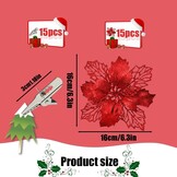 Kerstbloemen Glitter Rood (15st) 3D Satijn Herbruikbaar met 29% korting