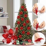 Kerstbloemen Glitter Rood (15st) 3D Satijn Herbruikbaar met 29% korting