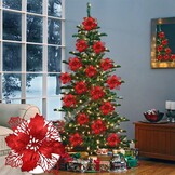 Kerstbloemen Glitter Rood (15st) 3D Satijn Herbruikbaar met 29% korting