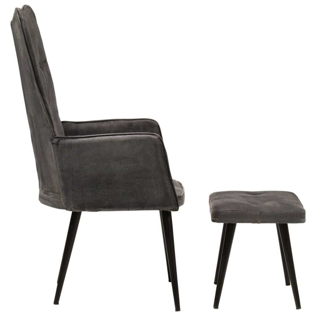 VidaXL Fauteuil met Voetenbank Canvas Zwart - Vintage Stijl (29% Korting)
