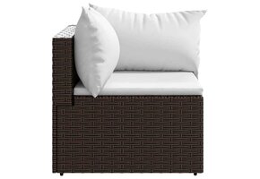 Tuinhoekbank poly rattan bruin met kussens - 69% korting!