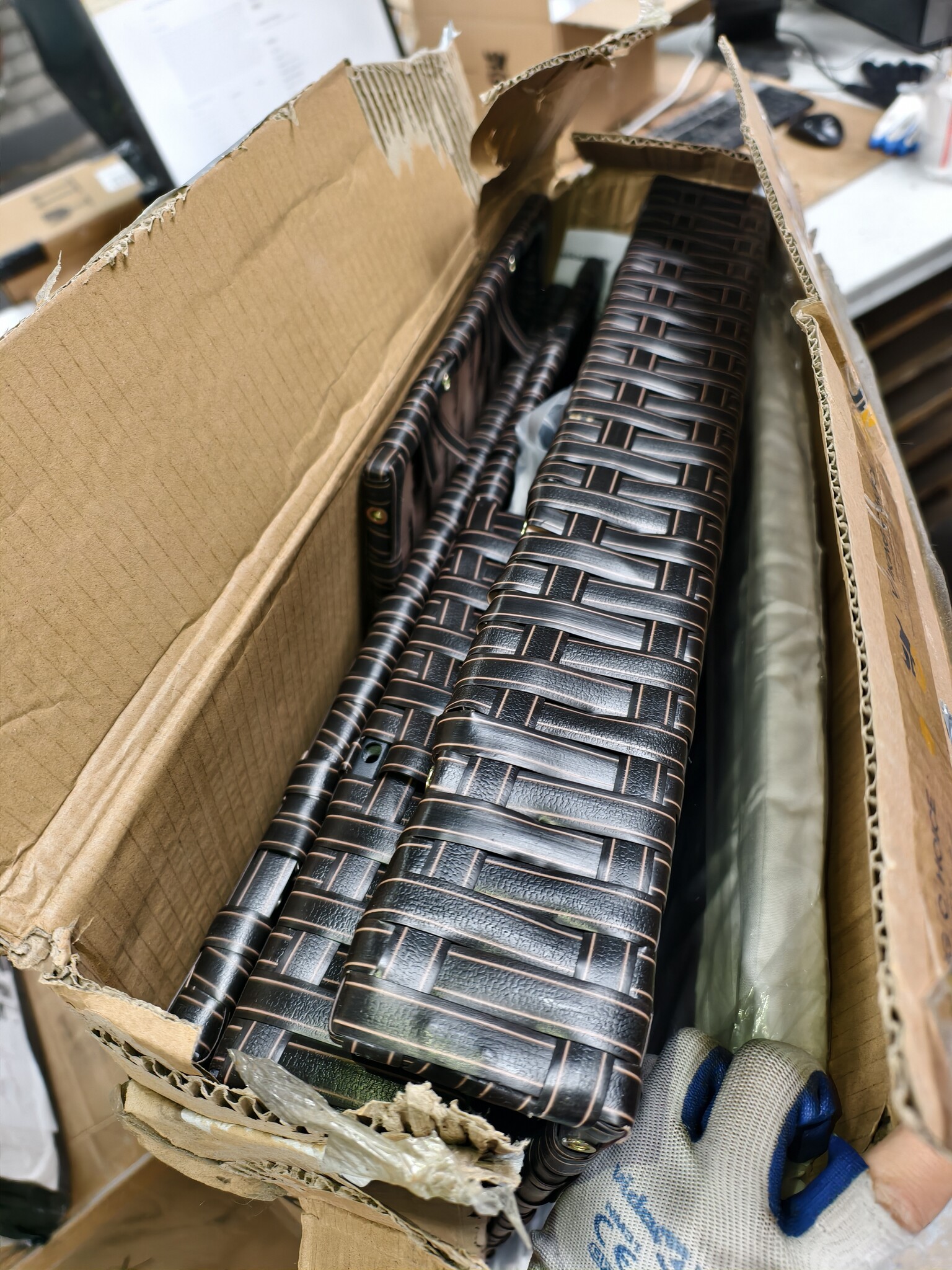 Tuinhoekbank met kussens - Poly Rattan Bruin - 66% Korting