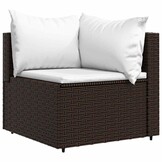 Tuinhoekbank met kussens - Poly Rattan Bruin - 66% Korting