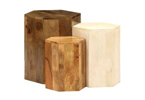 3-Delige Salontafelset Massief Mangohout - 52% Korting
