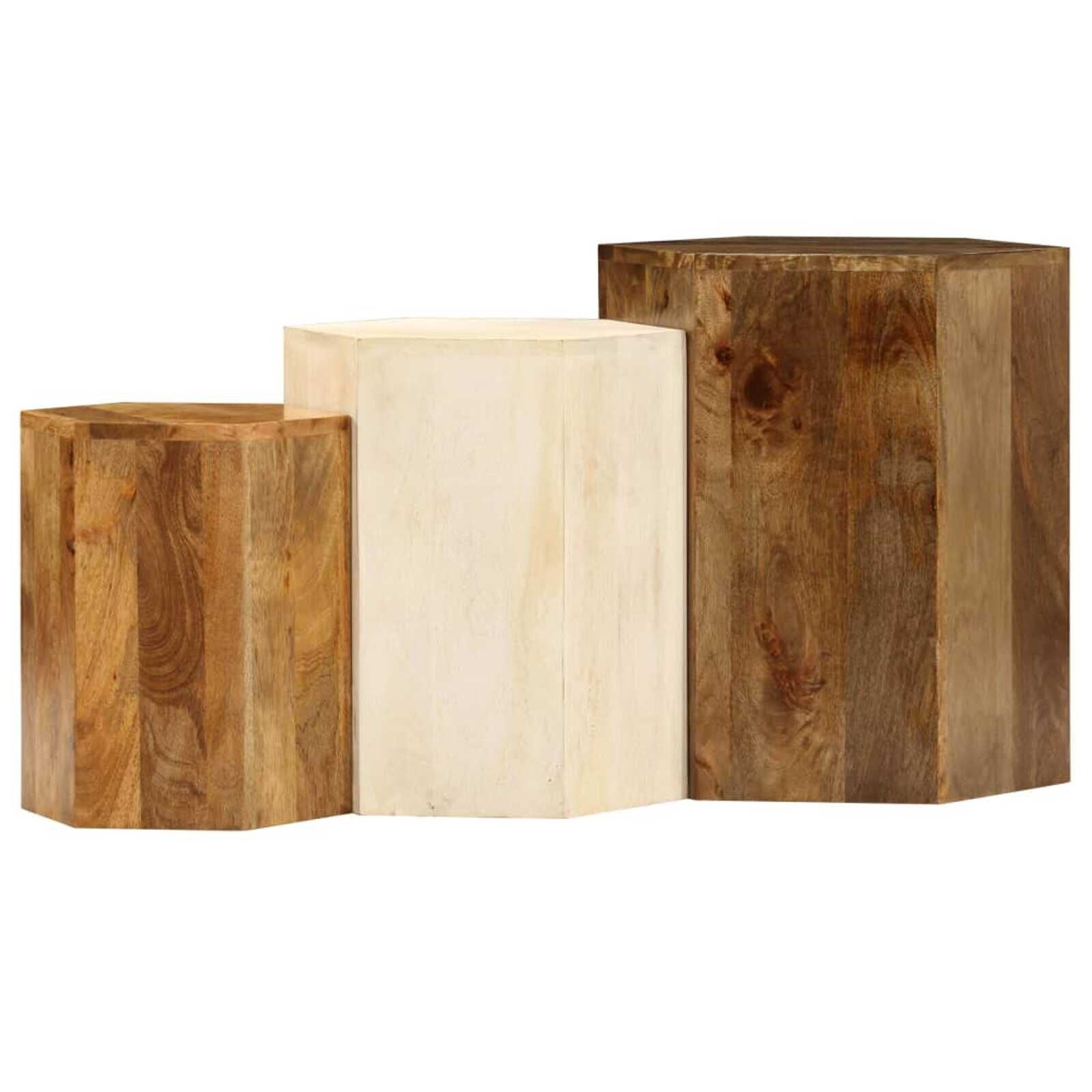 3-delige Salontafelset Mangohout | 35% Korting