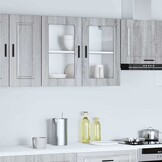 Keukenwandkast grijs sonoma eiken met glazen deur - 54% Korting