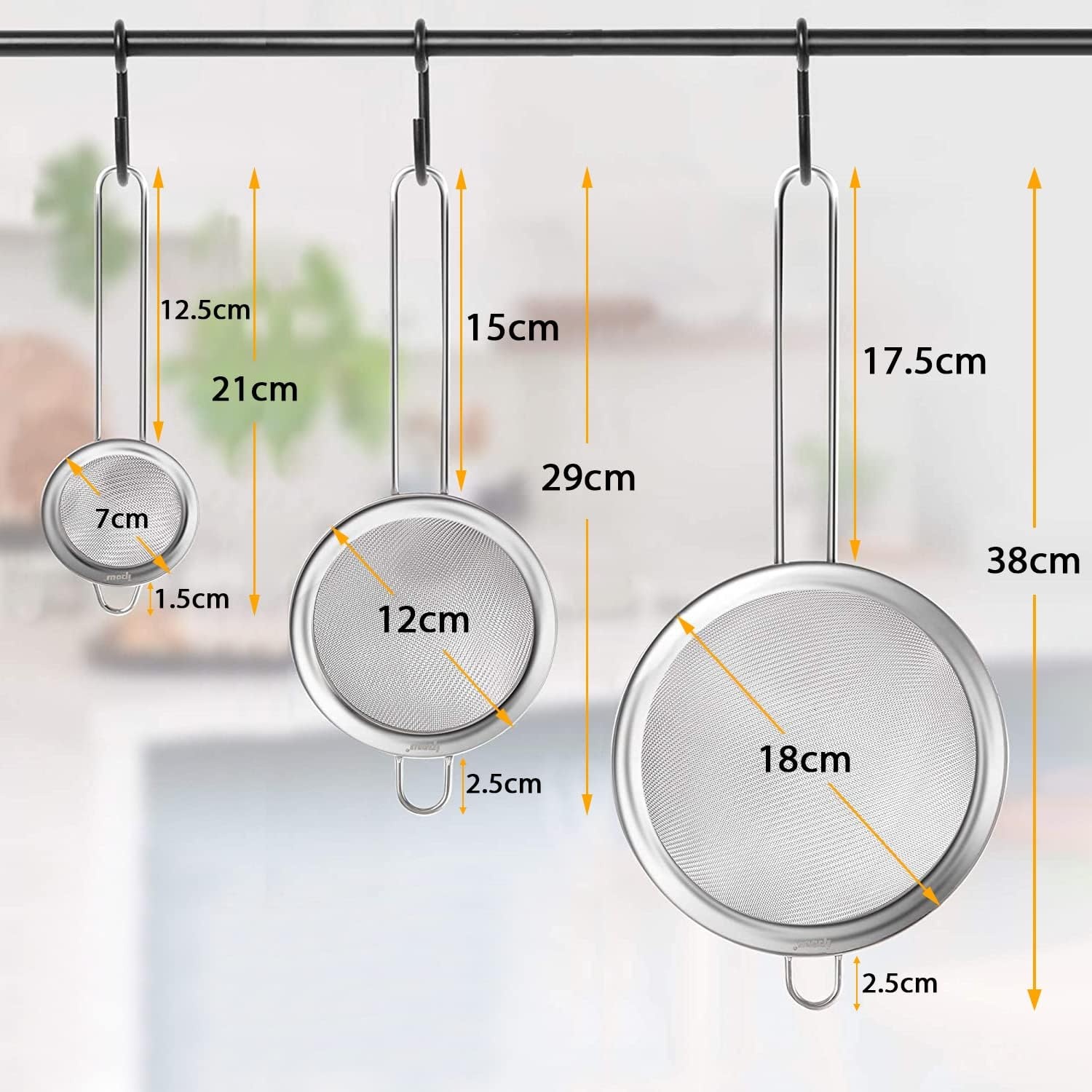 Keukenzeef Set RVS - 3 Maten met Versterkte Greep (-27%)
