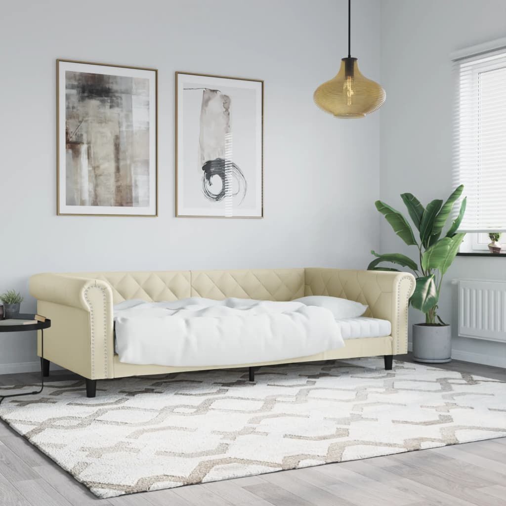 VidaXL Slaapbank Crème Kunstleer 100x200 cm - 30% Korting!