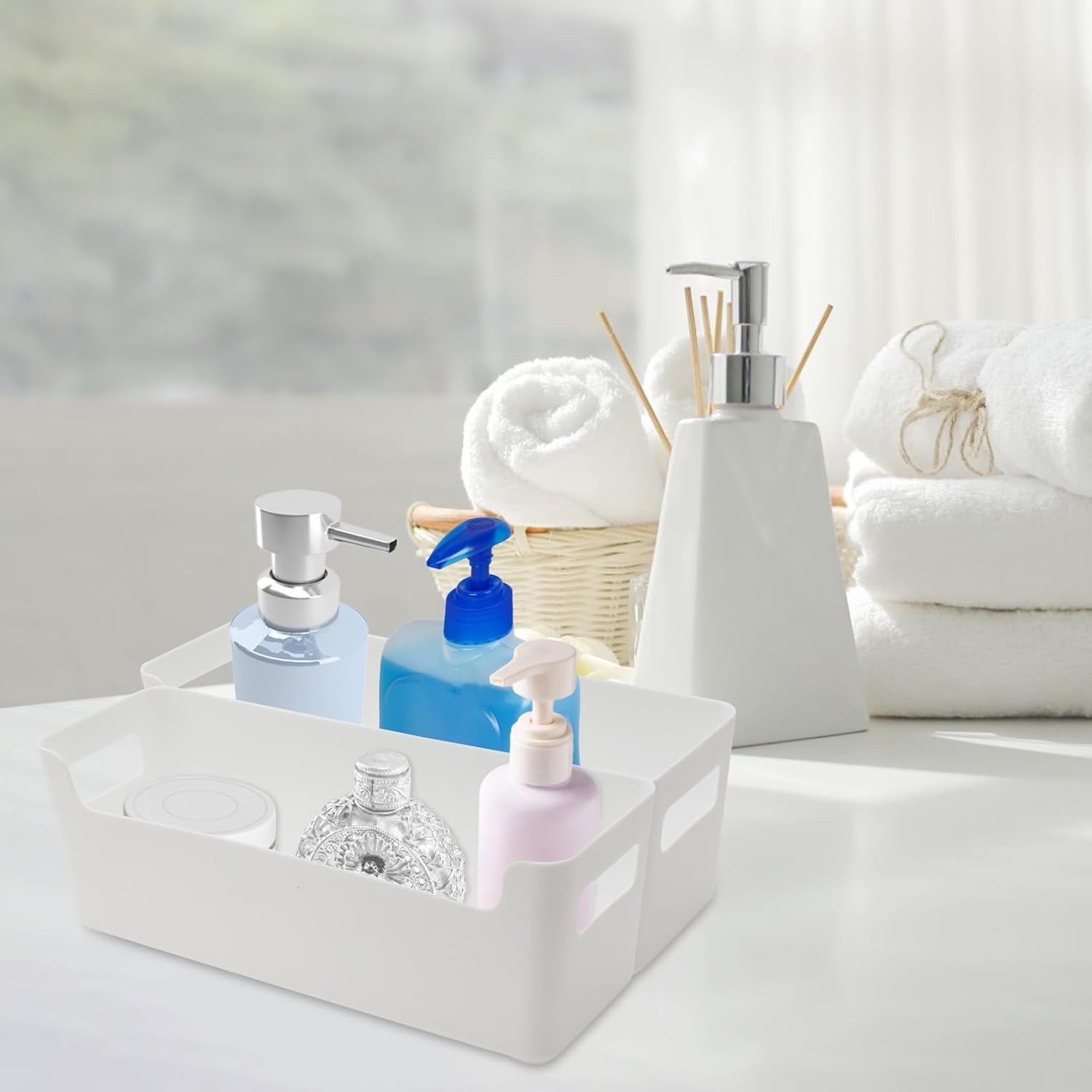 Opbergmanden Set van 4 - Wit Kunststof - 30% Korting