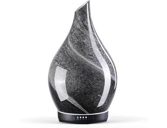 Porseme Aromadiffuser, 280 ml, handgeblazen glas, diffuser voor etherische oliën, luchtbevochtiger, ultrasoon, koele mist, stil, 7 soorten led-lichtkleuren, waterloos, auto-off, BPA-vrij, voor woning