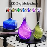 Porseme Aromadiffuser, 280 ml, handgeblazen glas, diffuser voor etherische oliën, luchtbevochtiger, ultrasoon, koele mist, stil, 7 soorten led-lichtkleuren, waterloos, auto-off, BPA-vrij, voor woning