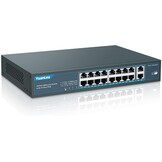 18-poorts PoE+ Switch: 16x 100Mbps, 2x Gigabit, 250W, Plug & Play