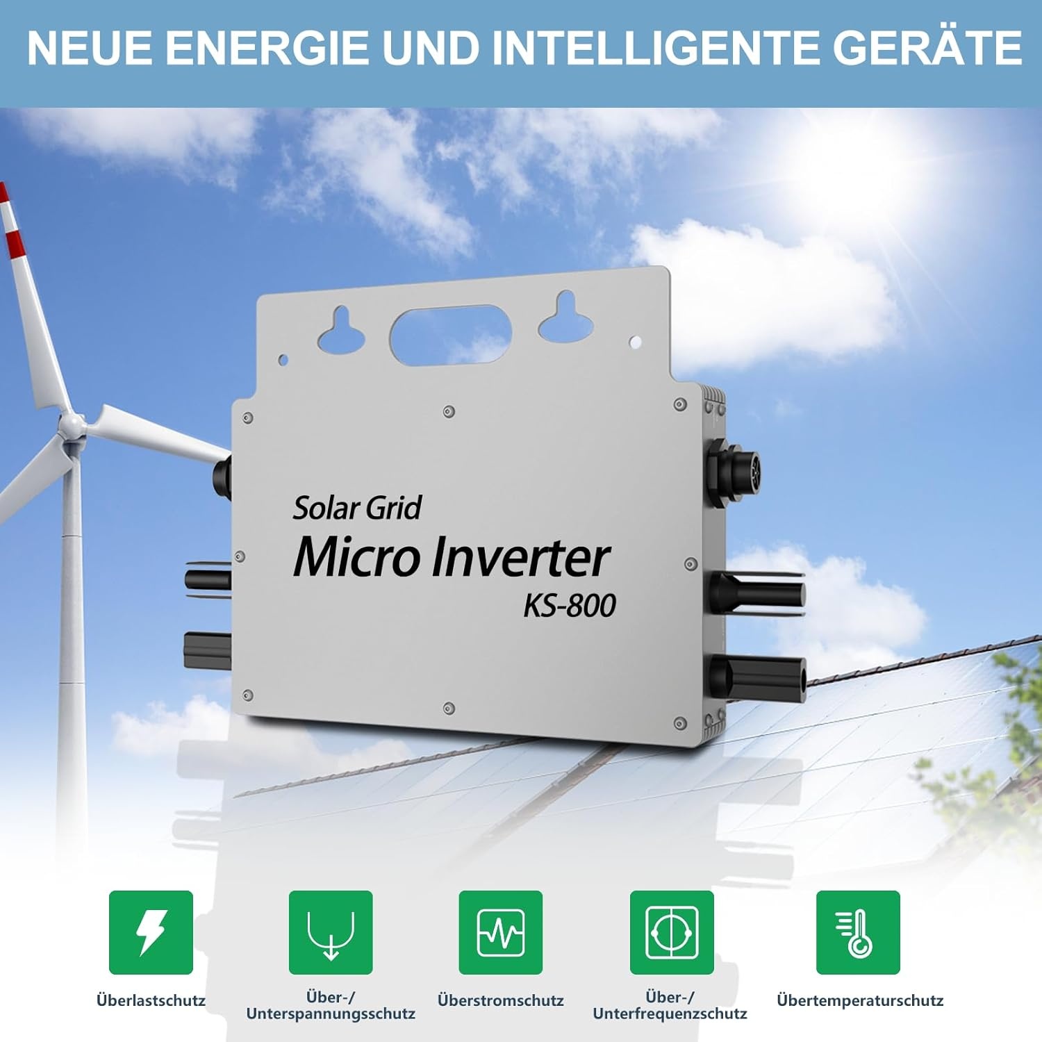 800W Balkon Zonne-energie Omvormer - Pure Sinus, IP65 - 34% Korting!