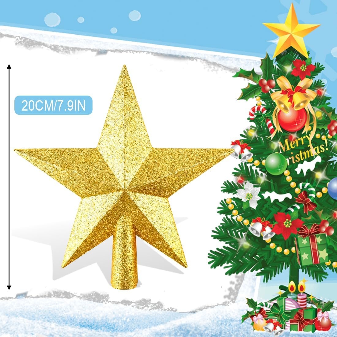 Gouden Ster Kerstboomtopper - Kunststof 20 cm - 76% Korting