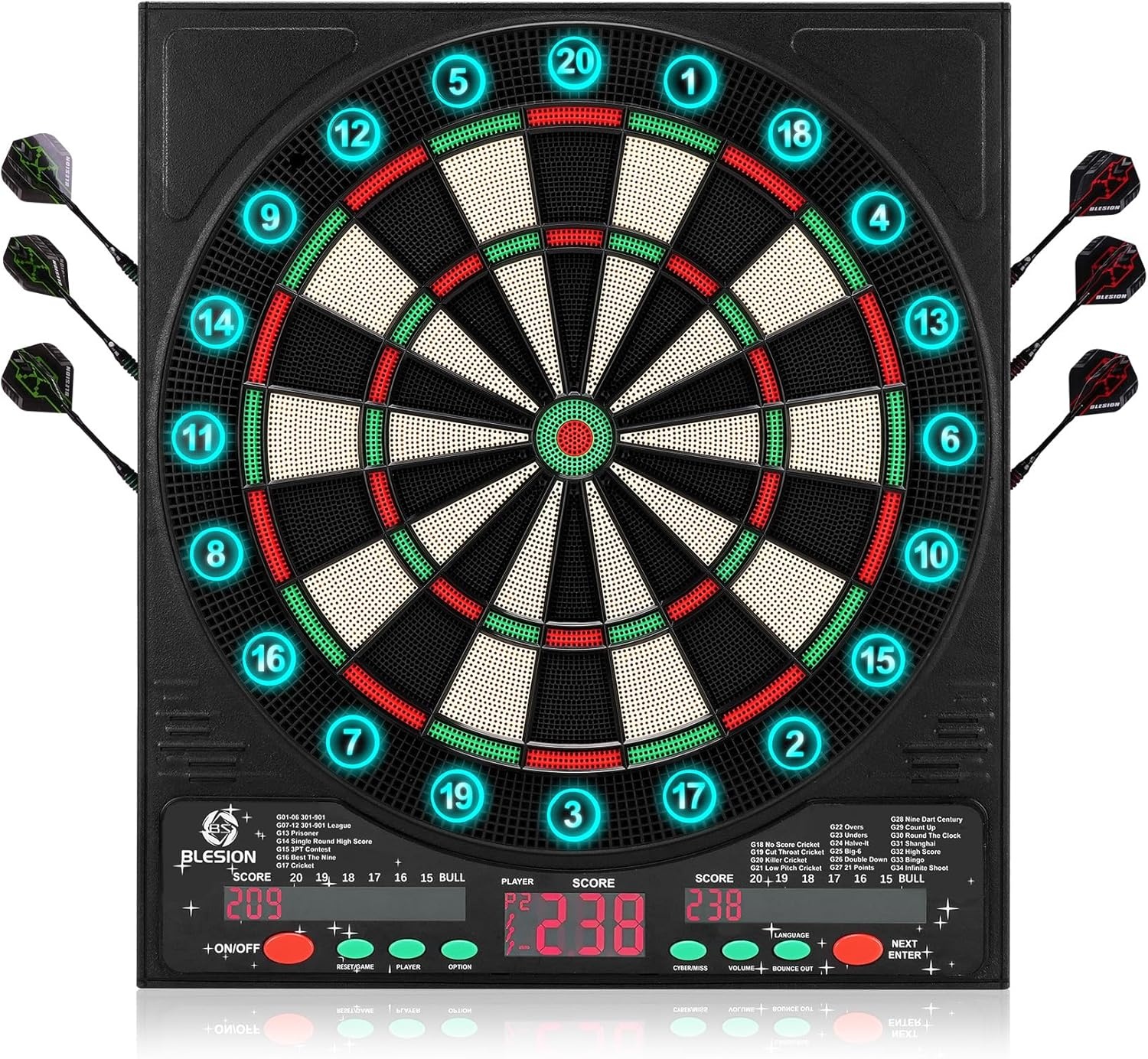 Elektronisch dartbord met 3 LCD-schermen & Duitse stem - 34% korting