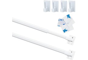 Uitschuifbare Gordijnroedes Wit 50-80cm (Set van 2) - 54% Korting!