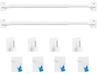 Uittrekbare Gordijnroede Set (2 stuks) - 70-120cm Wit - 57% Korting