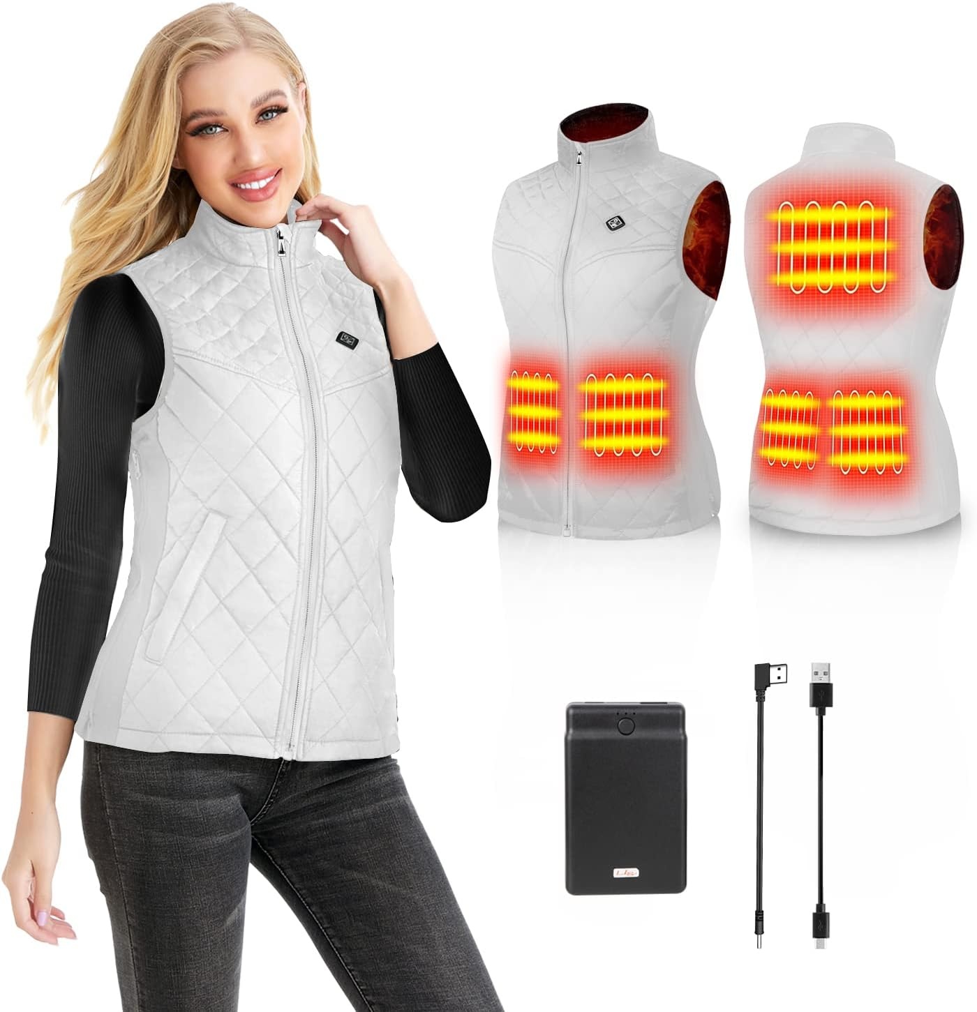 Dames Verwarmd Vest Wit Maat S | 29% Korting