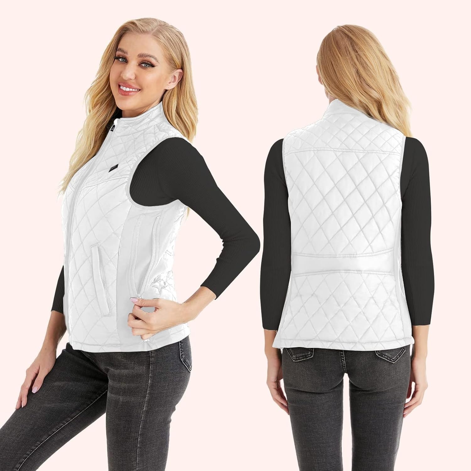 Dames Verwarmd Vest Wit Maat S | 29% Korting