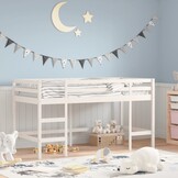 vidaXL Kinderhoogslaper Grenenhout Wit 80x200 cm - 35% Korting